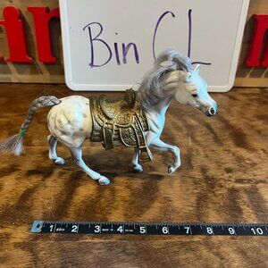vintage gray and white horse toy